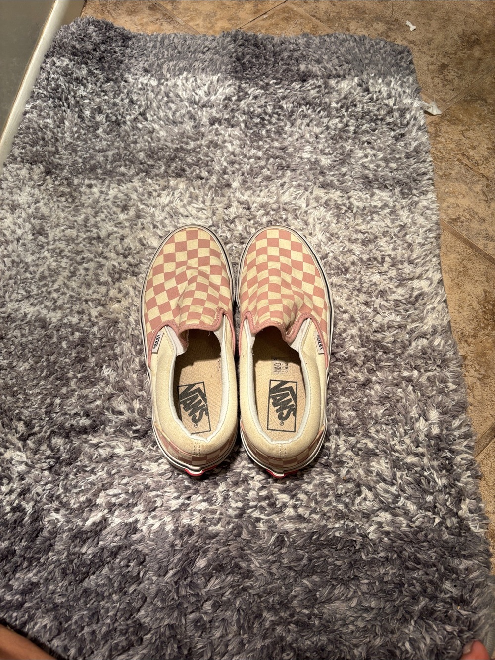 Vans Kids Checkerboard Slip-On Sneakers - Pink/Cream